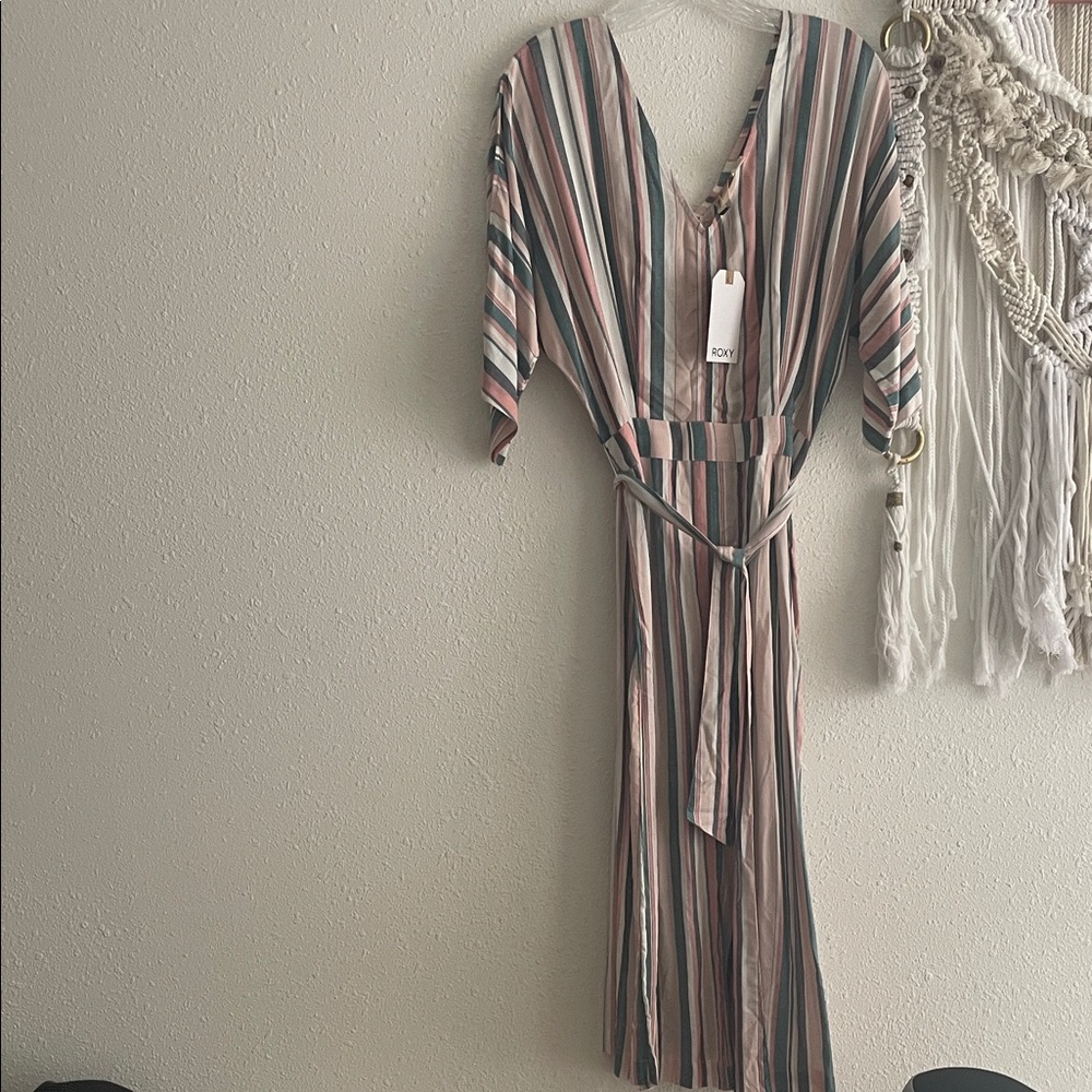 Roxy Striped Pink and Green long Women's Dress
